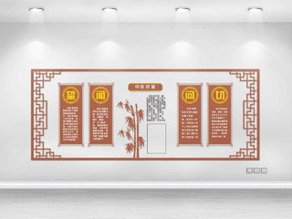 黄色木质中国风古典中医世家文化墙中医文化墙